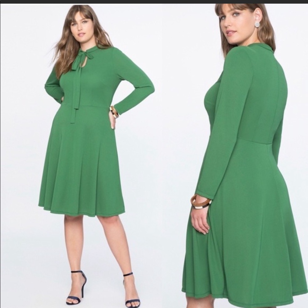 Eloquii Tie Neck Midi Dress